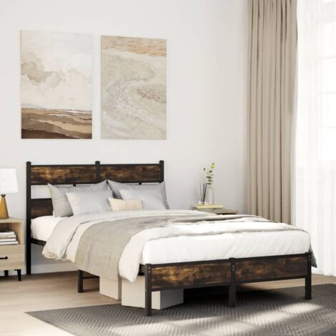 Estructura cama con cabecero sin colchón roble Sonoma 120x190cm vidaXL (1/5)
