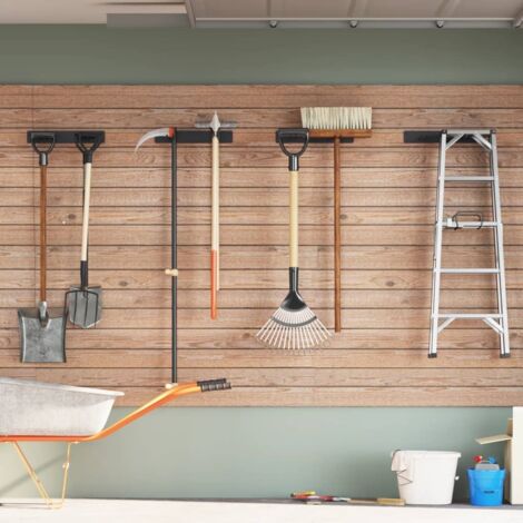 Estantes de pared de jardín para herramientas 4 uds acero negro vidaXL