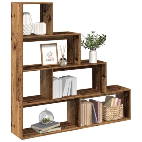 Librería divisora 4 niveles madera envejecida 143,5x29x143,5 cm vidaXL