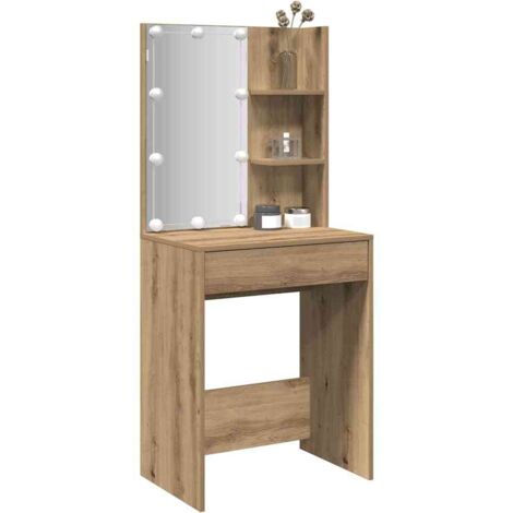 Tocador con luces LED roble artisan 60x40x140 cm vidaXL
