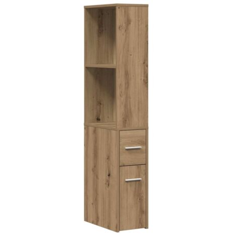 Armario de baño estrecho con ruedas madera roble artisian vidaXL