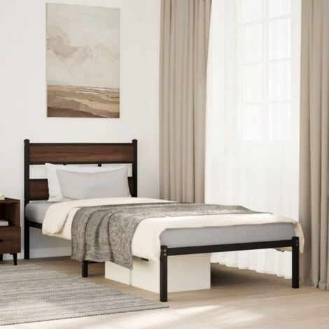 Estructura cama con cabecero sin colchón marrón roble 107x203cm vidaXL (1/5)
