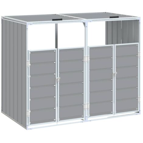 Cobertizo contenedores dobles basura acero gris 144x81x113 cm vidaXL