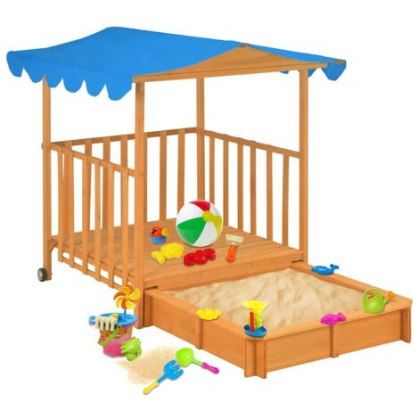 Casa de juegos para niños con arenero madera abeto azul UV50 vidaXL