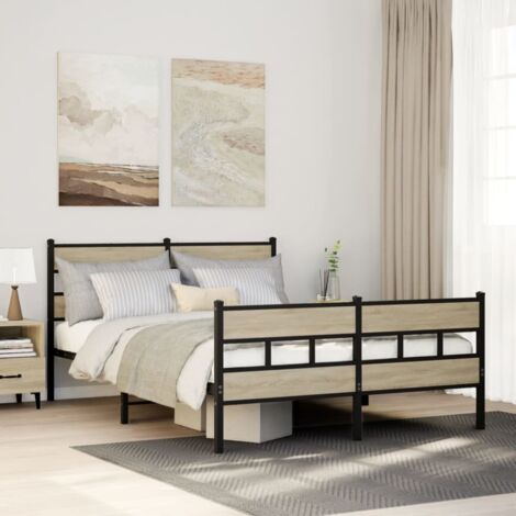 Estructura de cama sin colchón metal roble Sonoma 150x200 cm vidaXL (1/5)