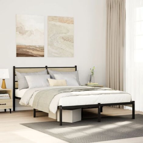 Estructura de cama sin colchón metal roble Sonoma 150x200 cm vidaXL (1/5)