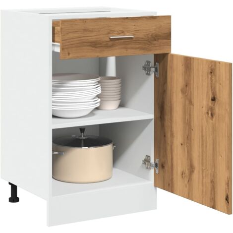 Cajón bajo "Lyon" roble artesanal, 50x46x81,5 cm, madera de ingeniería vidaXL