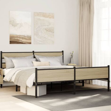 Estructura de cama sin colchón metal roble Sonoma 200x200 cm vidaXL (1/5)