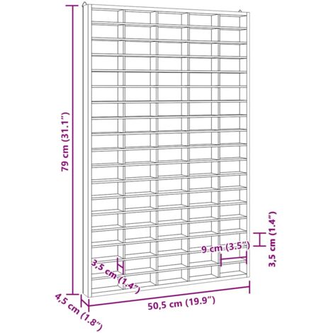Vitrina De Madera Para Coleccionistas Con 90 Compartimentos – Estantería De 50,5x4,5x79 Cm Para Figuras, Sellos O Monedas (Marrón)