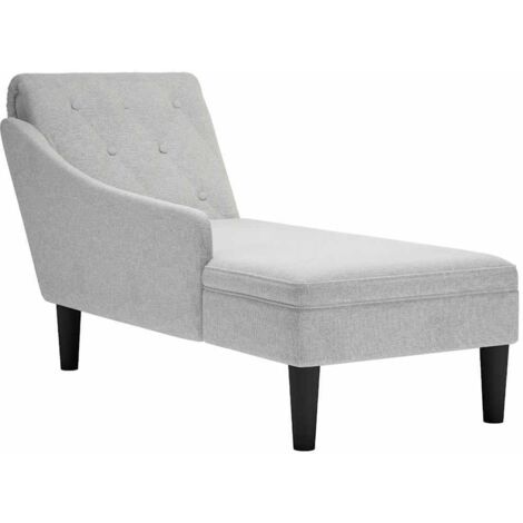 Tumbona con almohada y reposabrazo derecho tela gris nube vidaXL