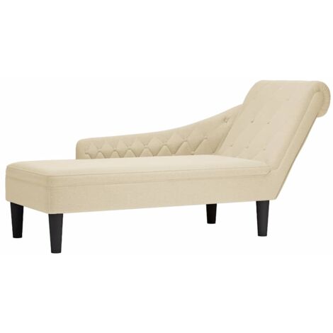 Tumbona con almohada y reposabrazo derecho tela crema vidaXL