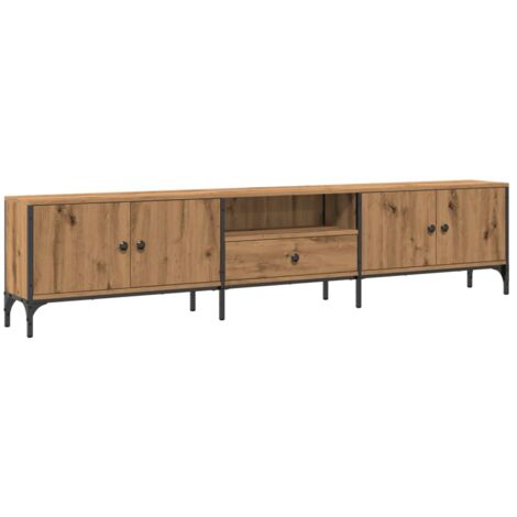 Mueble TV cajón madera ingeniería roble artesanal 200x25x44 cm vidaXL