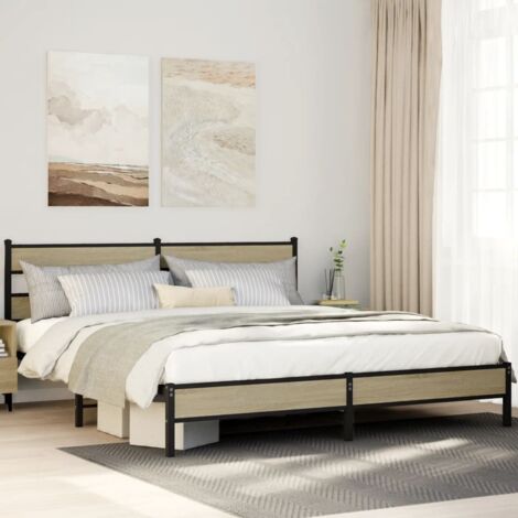 Estructura de cama sin colchón metal roble Sonoma 180x200 cm vidaXL (1/5)