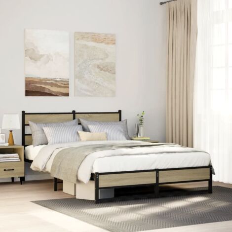 Estructura de cama sin colchón metal roble Sonoma 150x200 cm vidaXL (1/5)