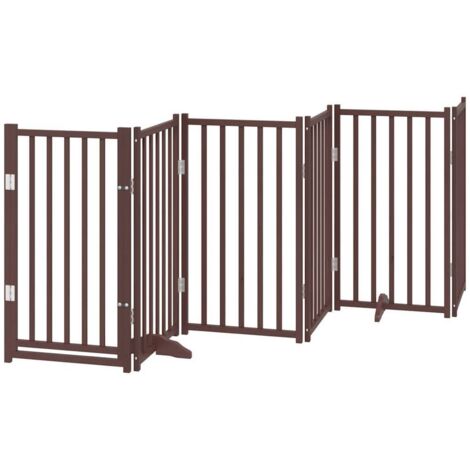 Puerta de perros plegable 6 paneles madera abeto marrón 300 cm vidaXL