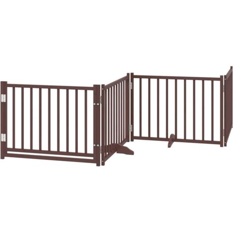 Puerta de perros plegable 4 paneles madera abeto marrón 320 cm vidaXL