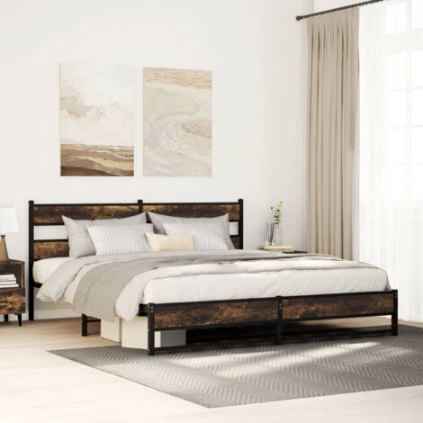 Estructura de cama sin colchón metal roble ahumado 183x213 cm vidaXL (1/5)