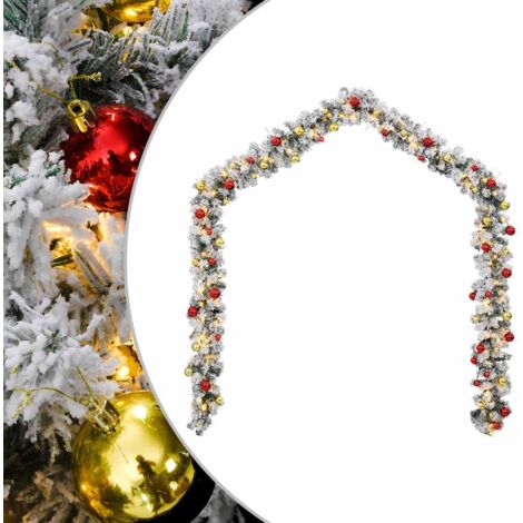 Guirnalda de Navidad con bolas y luces LED PVC verde 5 m vidaXL
