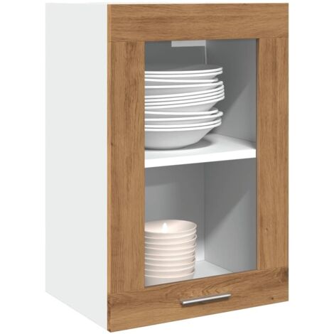 Vitrina colgante "Lyon" roble artesanal 40x31x60 cm madera de ingeniería vidaXL