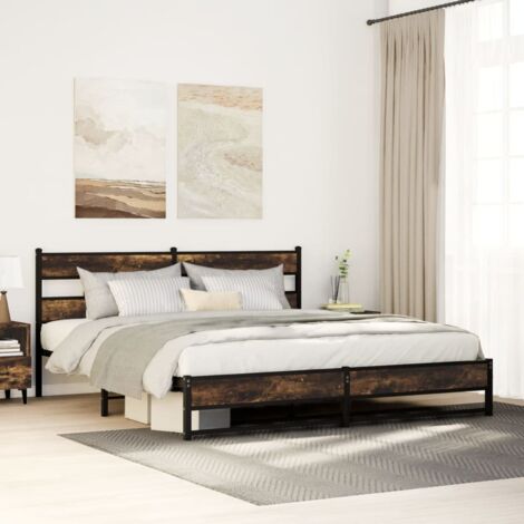 Estructura de cama sin colchón metal roble ahumado 180x200 cm vidaXL (1/5)