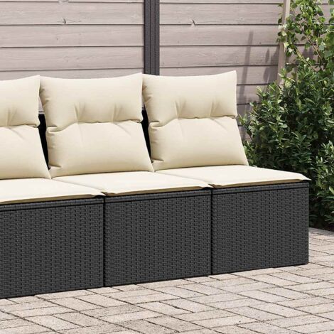 Set sofás jardín y cojines 2 pzas ratán sintético acacia negro vidaXL