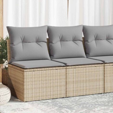Set sofás jardín y cojines 2 pzas ratán sintético acacia beige vidaXL