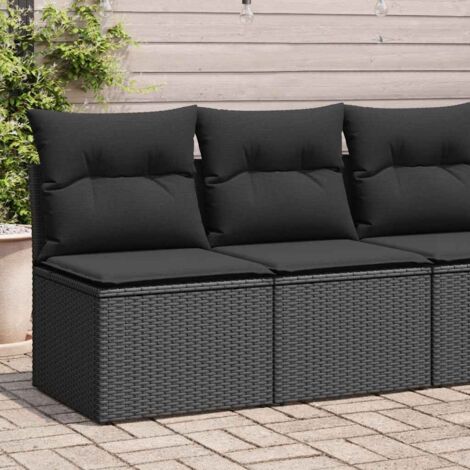 Set sofás jardín y cojines 2 pzas ratán sintético acacia negro vidaXL