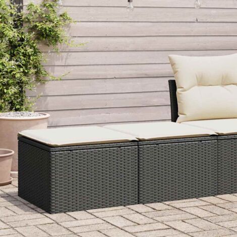 Set sofás jardín y cojines 2 pzas ratán sintético acacia negro vidaXL