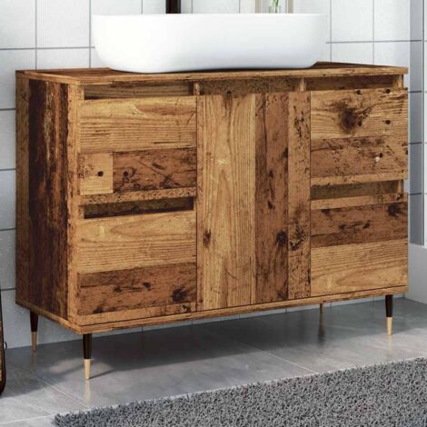 Mueble de baño madera de ingeniería envejecida 80x33x60 cm vidaXL