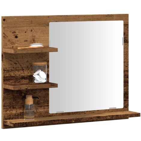 Espejo mueble de cuarto de baño madera envejecida 60x10,5x45 cm vidaXL