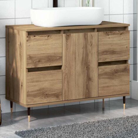 Mueble de baño madera de ingeniería roble artisan 80x33x60 cm vidaXL