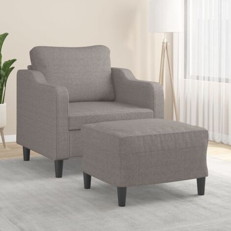 Sillón con taburete tela gris taupe 60 cm vidaXL (1/5)