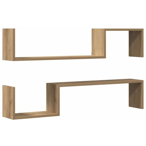 Estante de pared 2 uds madera roble artisan 100x15x20 cm vidaXL