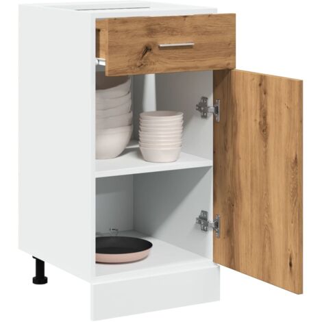 Mueble bajo con cajón "Lyon" de roble artesanal, 40 x 46 x 81,5 cm, madera de ingeniería, vidaXL