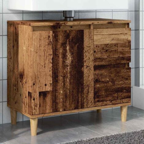 Armario de lavabo baño madera ingeniería envejecida 65x33x60 cm vidaXL