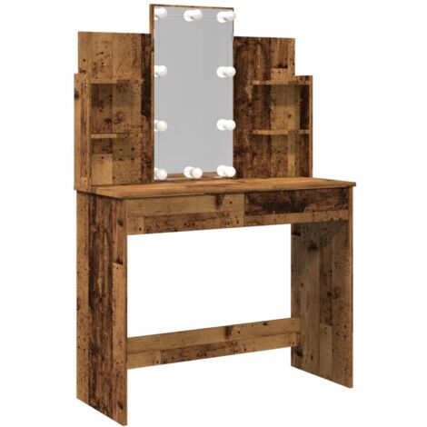 Tocador con luces LED madera envejecida 96x40x142 cm vidaXL