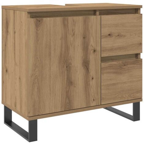 Mueble de lavabo madera de ingeniería roble artisan 65x33x60 cm vidaXL