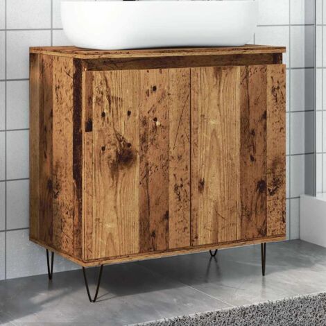 Armario de baño madera de ingeniería envejecida 58x33x60 cm vidaXL