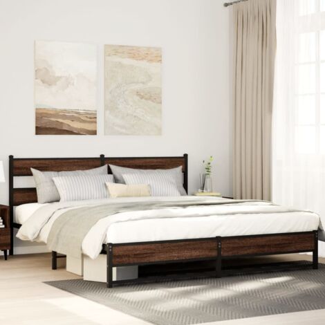 Estructura de cama sin colchón metal roble marrón 183x213 cm vidaXL (1/5)
