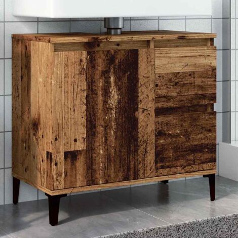 Armario de lavabo baño madera ingeniería envejecida 65x33x60 cm vidaXL