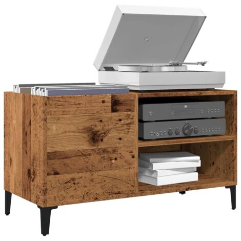 Mueble para discos madera ingeniería envejecida 84,5x38x48 cm vidaXL