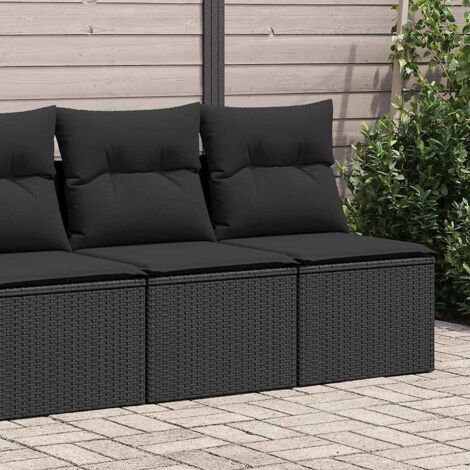 Set sofás jardín y cojines 2 pzas ratán sintético acacia negro vidaXL