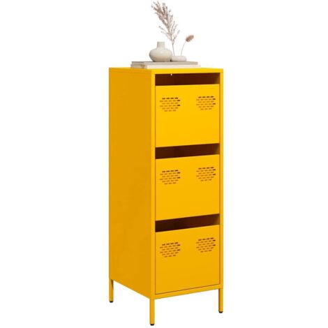 Aparador de acero amarillo mostaza 39x35x103,5 cm vidaXL