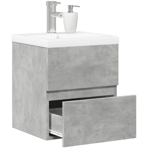 Set muebles de baño 2 piezas madera contrachapada gris hormigón vidaXL