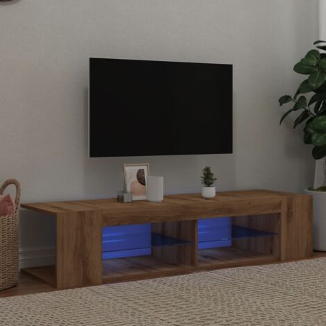 Mueble de TV luces LED madera roble artisan 135x39x30 cm vidaXL