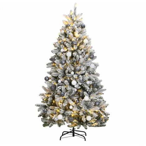 Árbol de Navidad artificial con bisagras 300 LED y bolas 210 cm vidaXL