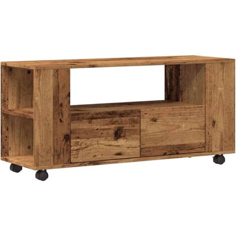Mueble TV con ruedas madera ingeniería envejecida 102x34,5x43cm vidaXL
