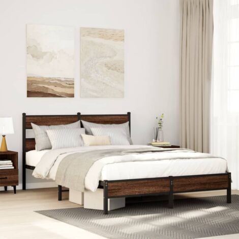 Estructura de cama sin colchón madera marrón roble 137x190 cm vidaXL (1/5)
