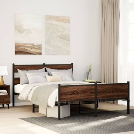 Estructura de cama sin colchón madera marrón roble 137x190 cm vidaXL (1/5)