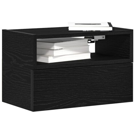 Mesita de noche de pared negra 45x26x28,5 cm vidaXL (1/5)